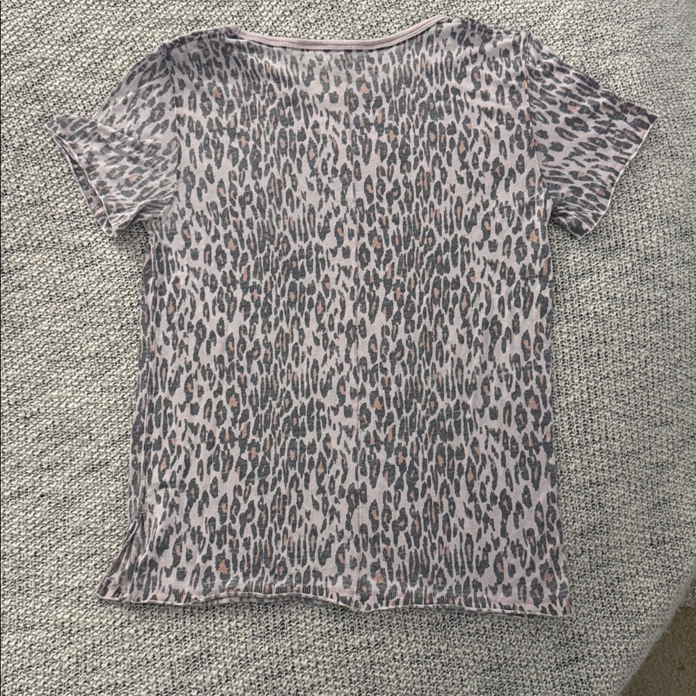 Free People Gray and Pink Leopard Print Tee size small - Picture 3 of 3